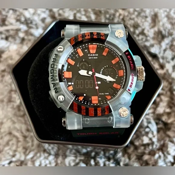Casio G-Shock Black Watch with Orange Accents - Frogman Style - Picture 2 of 3